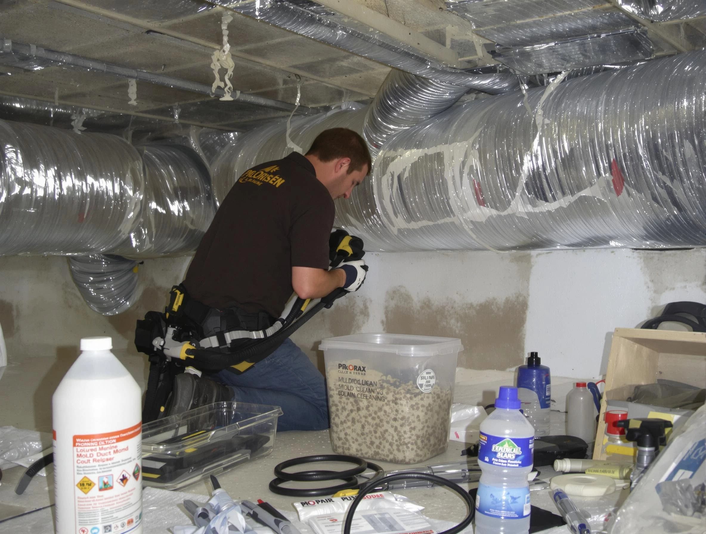 Conyers Air Duct Cleaning specialist performing professional mold removal from air ducts in Conyers