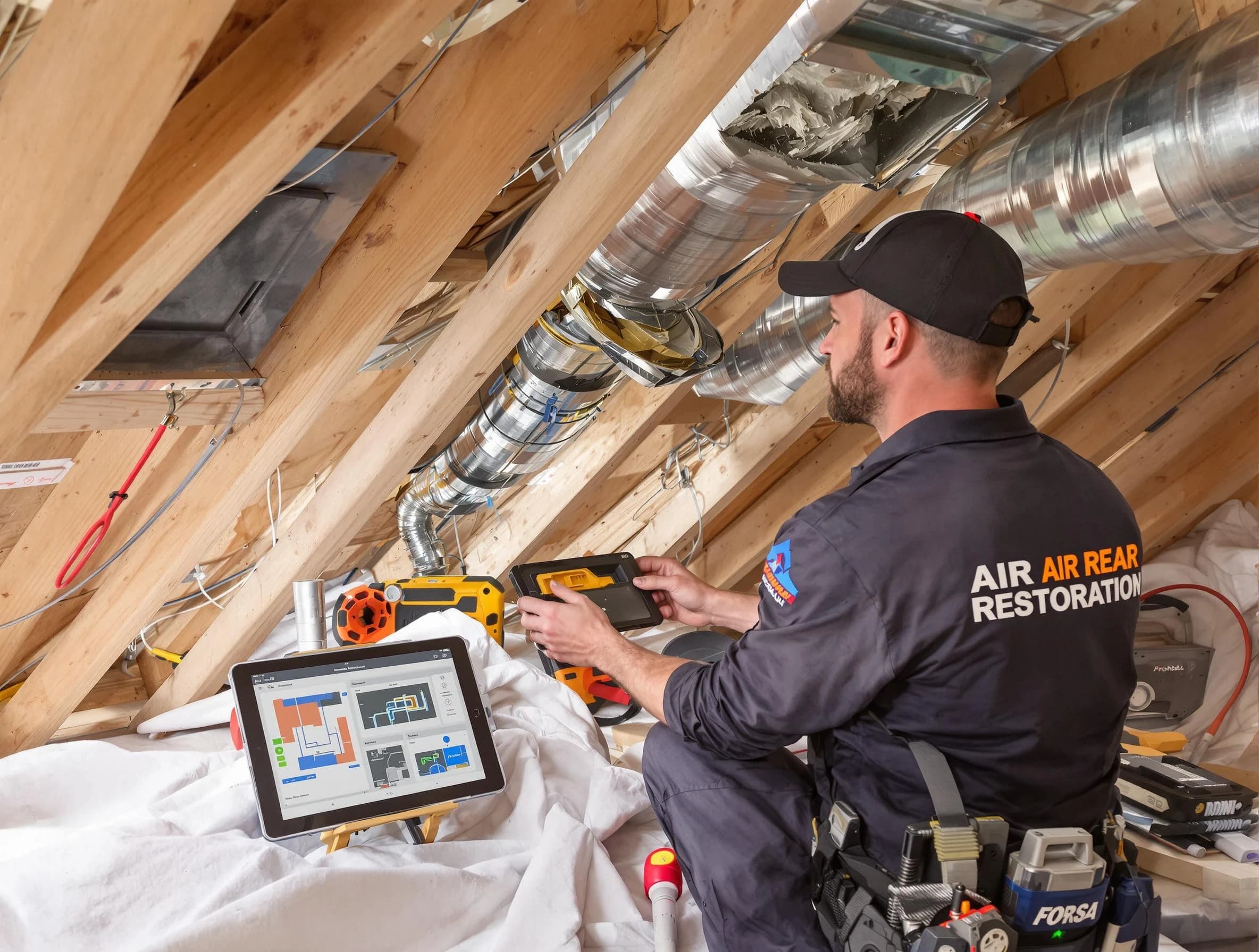 Conyers Air Duct Cleaning technician performing precise duct repair work in Conyers