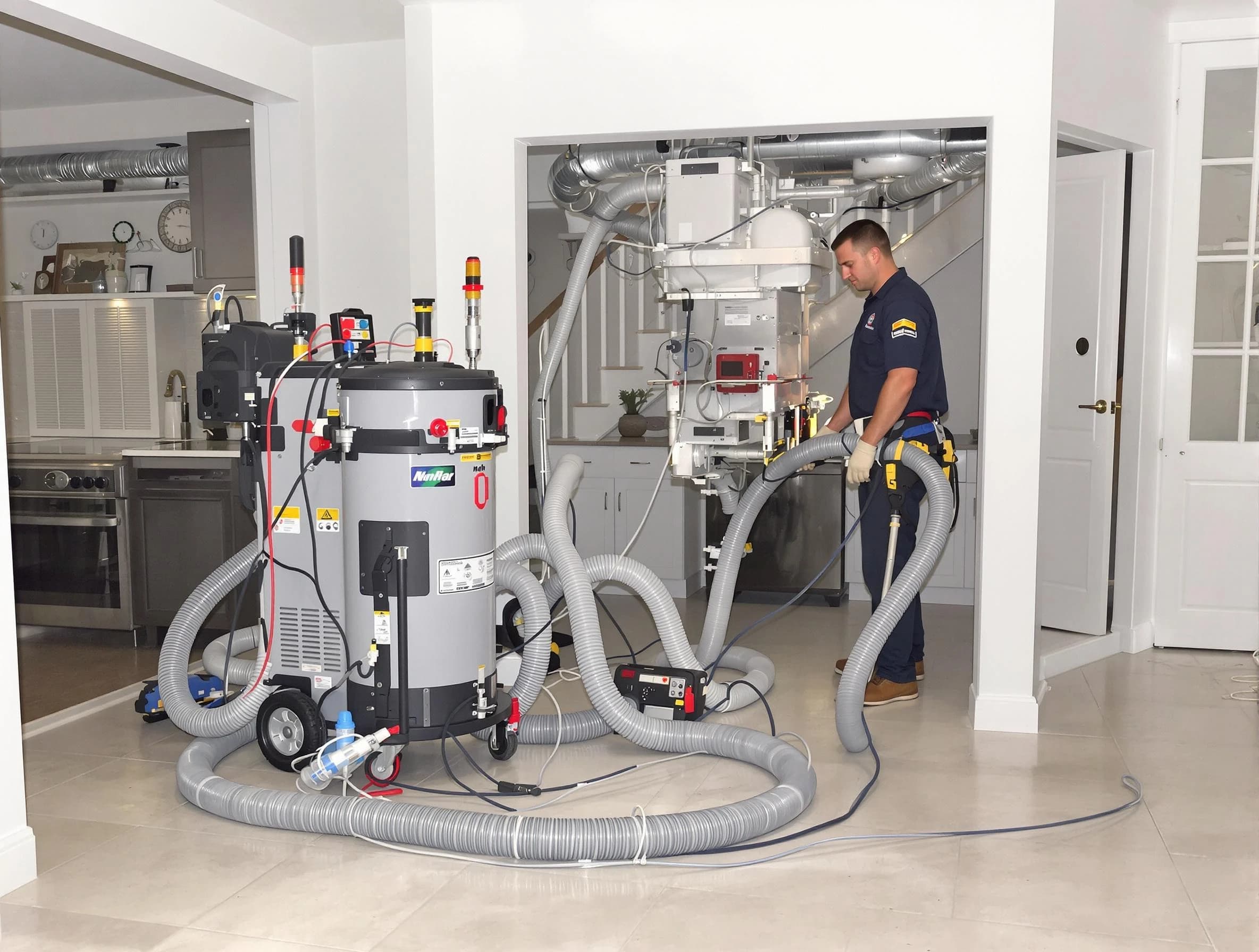 Conyers Air Duct Cleaning technician operating negative pressure cleaning equipment for thorough duct maintenance in Conyers